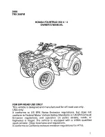 Honda 2000 Fourtrax 350 4x4 Owner'S Manual предпросмотр