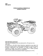 Предварительный просмотр 3 страницы Honda 2000 Fourtrax Foreman 400 Owner'S Manual