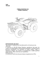 Предварительный просмотр 3 страницы Honda 2000 TRX300 Fourtrax 300 Owner'S Manual