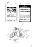 Предварительный просмотр 13 страницы Honda 2000 TRX400EX FourTrax Owner'S Manual