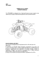 Предварительный просмотр 3 страницы Honda 2001 TRX400EX Sportrax 400EX Owner'S Manual