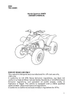 Предварительный просмотр 3 страницы Honda 2002 TRX250EX Sportrax Owner'S Manual