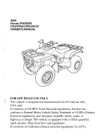 Предварительный просмотр 3 страницы Honda 2003 TRX250TE Fourtrax Recon ES Owner'S Manual