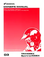 Предварительный просмотр 1 страницы Honda 2003 TRX400EX Sportrax Owner'S Manual