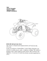 Предварительный просмотр 3 страницы Honda 2004 TRX400EX Sportrax400EX Owner'S Manual