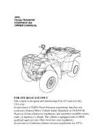 Предварительный просмотр 3 страницы Honda 2005 TRX350TM Fourtrax Owner'S Manual