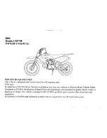 Предварительный просмотр 5 страницы Honda 2006 CRF70F Owner'S Manual