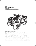 Предварительный просмотр 2 страницы Honda 2006 FourTrax Foreman Rubicon Owner'S Manual