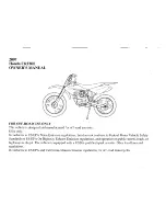 Предварительный просмотр 3 страницы Honda 2007 CRF80F Owner'S Manual