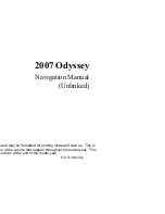 Preview for 1 page of Honda 2007 Odyssey Navigation Manual