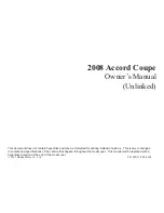 Preview for 1 page of Honda 2008 Accord Coupe Owner'S Manual