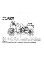 Предварительный просмотр 5 страницы Honda 2008 CBR1000RR Fire Blade Owner'S Manual