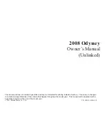 Предварительный просмотр 1 страницы Honda 2008 Odyssey Owner'S Manual