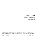 Предварительный просмотр 1 страницы Honda 2009 CR-V Owner'S Manual