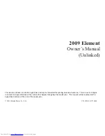 Предварительный просмотр 1 страницы Honda 2009 Element Owner'S Manual