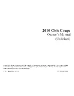 Предварительный просмотр 1 страницы Honda 2010 Civic Coupe Owner'S Manual