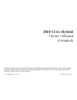 Предварительный просмотр 1 страницы Honda 2010 Civic Hybrid Owner'S Manual