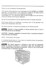 Предварительный просмотр 2 страницы Honda EM1800 Owner'S Manual