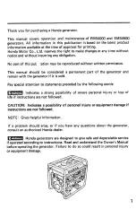 Preview for 3 page of Honda EMS4500 Owner'S Manual