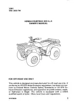 Honda Fourtax 300 4X4 1991 Owner'S Manual preview