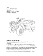 Предварительный просмотр 3 страницы Honda FOURTRAX RANCHER AT 2006 TRX400FA Owner'S Manual