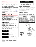 Preview for 2 page of Honda Harmony II HRS216PDA User Manual