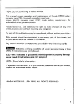 Preview for 3 page of Honda HR173 Owner'S Manual