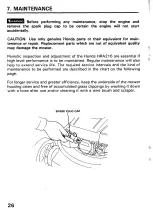 Preview for 28 page of Honda HRA216 Owner'S Manual