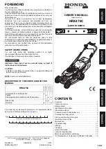 Preview for 1 page of Honda HRX 476 VYE Owner'S Manual