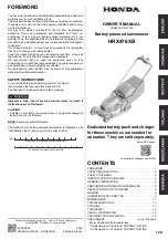 Preview for 1 page of Honda HRX476XB Owner'S Manual