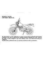 Предварительный просмотр 5 страницы Honda SL230 Owner'S Manual