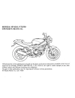 Предварительный просмотр 3 страницы Honda SPADA VT250 Owner'S Manual