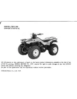 Preview for 3 page of Honda TRX 350 Owner'S Manual