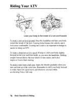 Предварительный просмотр 78 страницы Honda TRX250TE Fourtrax Owner'S Manual