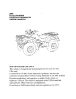 Honda TRX450FM Fourtax Foreman FM 2003 Owner'S Manual предпросмотр