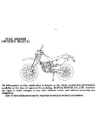 Предварительный просмотр 5 страницы Honda XR250R 1997 Owner'S Manual