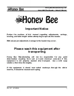 Preview for 3 page of Honey Bee Grain Belt Plus Owner'S Manual