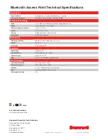 Preview for 2 page of Honeywell Bluetooth Access Point Specifications