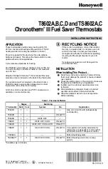 Preview for 1 page of Honeywell Chronotherm III T8602A Installation Instructions Manual