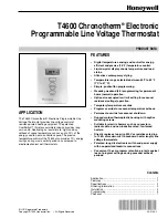 Preview for 1 page of Honeywell Chronotherm T4600 Product Data