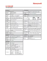 Preview for 3 page of Honeywell EQUIP HCD554IP Specifications