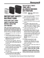 Preview for 1 page of Honeywell HA106 Series Important Safety Instructions Manual