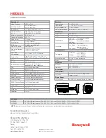 Предварительный просмотр 2 страницы Honeywell HBD92S Specifications