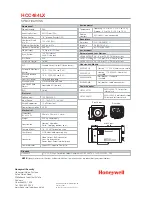 Предварительный просмотр 2 страницы Honeywell HCC484LX Specifications