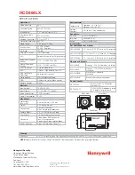 Предварительный просмотр 2 страницы Honeywell HCD484LX Specifications