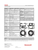 Предварительный просмотр 2 страницы Honeywell HD3C Specifications