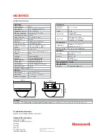 Предварительный просмотр 2 страницы Honeywell HD3HRSX Specifications