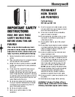 Honeywell HHT-080 - Consumer Products - Room Air Purifier Important Safety Instructions Manual preview