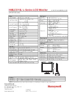 Предварительный просмотр 2 страницы Honeywell HMLCD19L Specifications