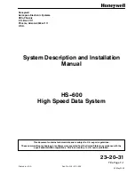 Preview for 1 page of Honeywell HS-600 Description And Installation Manual